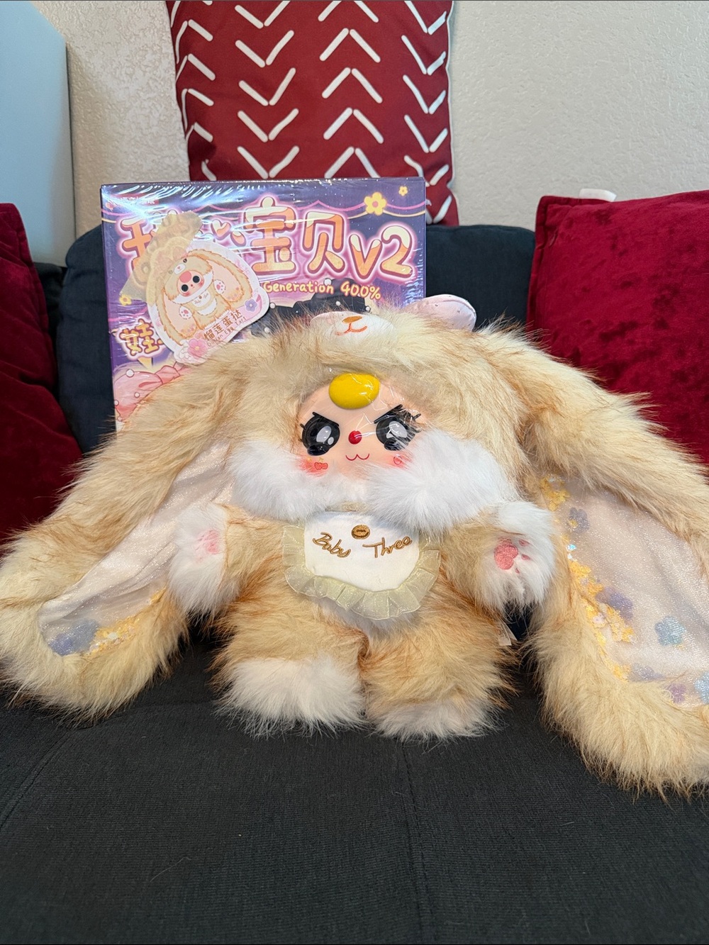 400%Sugar baby v2 baby three “ Durian Egg Tart” Plush Bunny